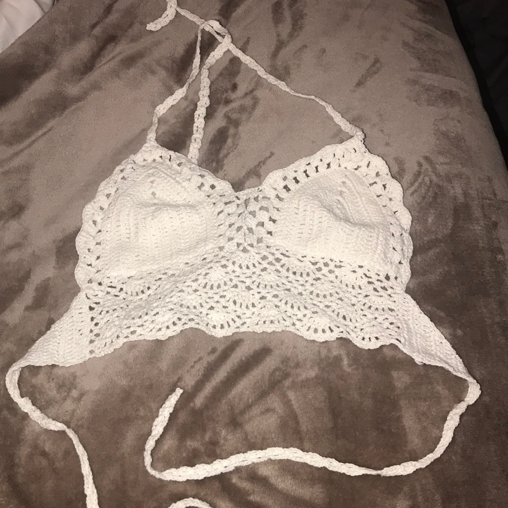 White Crochet Crop Top